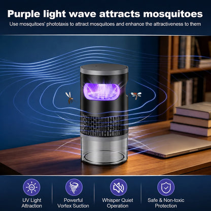 Indoor Insect Trap with Light and Suction Non Zapper Flying Bug Catcher for Mosquitoes Fruit Flies Gnats and Moths
