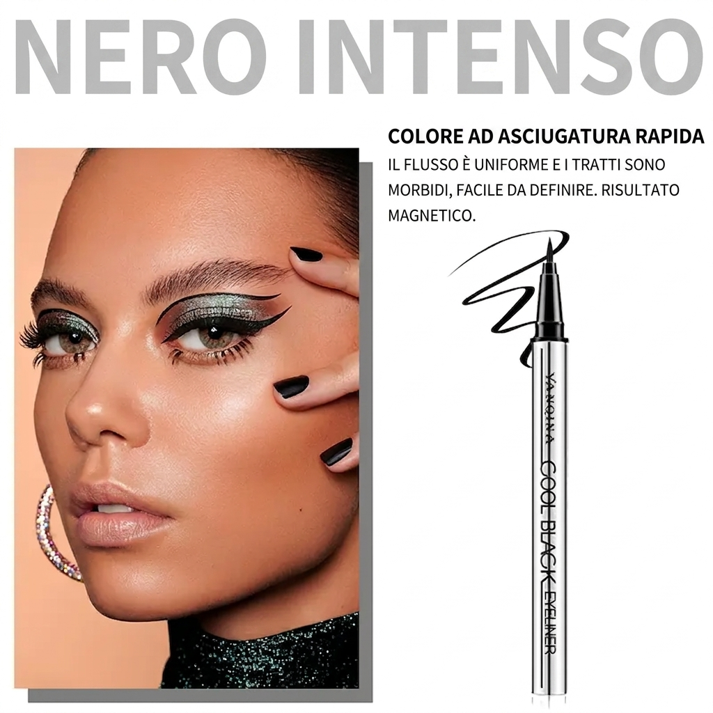 Colore Nero – Eyeliner nero TOCMIRA a lunga durata – Impermeabile, vegano e dall'applicazione scorrevole (24 ore)