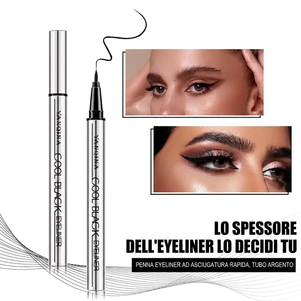 Colore Nero – Eyeliner nero TOCMIRA a lunga durata – Impermeabile, vegano e dall'applicazione scorrevole (24 ore)