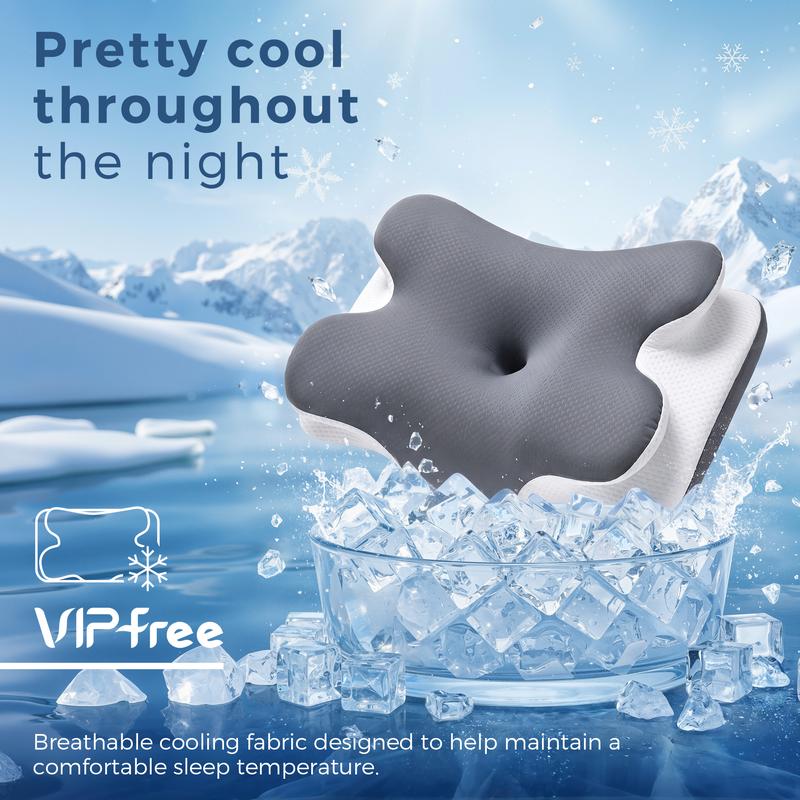 TOCCERA Cooling Memory Neck Pillow, Adjustable Ergonomic Memory Foam Neck Pillows, Cervical Support