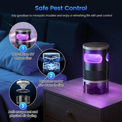 Indoor Insect Trap with Light and Suction Non Zapper Flying Bug Catcher for Mosquitoes Fruit Flies Gnats and Moths