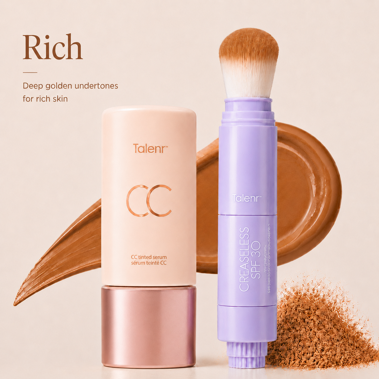 ✨Talenr CC Perfecting Set CC color-correcting tinted serum+ creaseless SPF 30 mineral setting powder