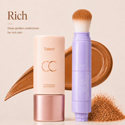 ✨Talenr CC Perfecting Set CC color-correcting tinted serum+ creaseless SPF 30 mineral setting powder