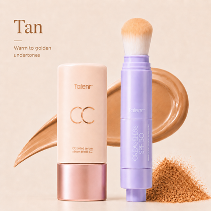 ✨Talenr CC Perfecting Set CC color-correcting tinted serum+ creaseless SPF 30 mineral setting powder