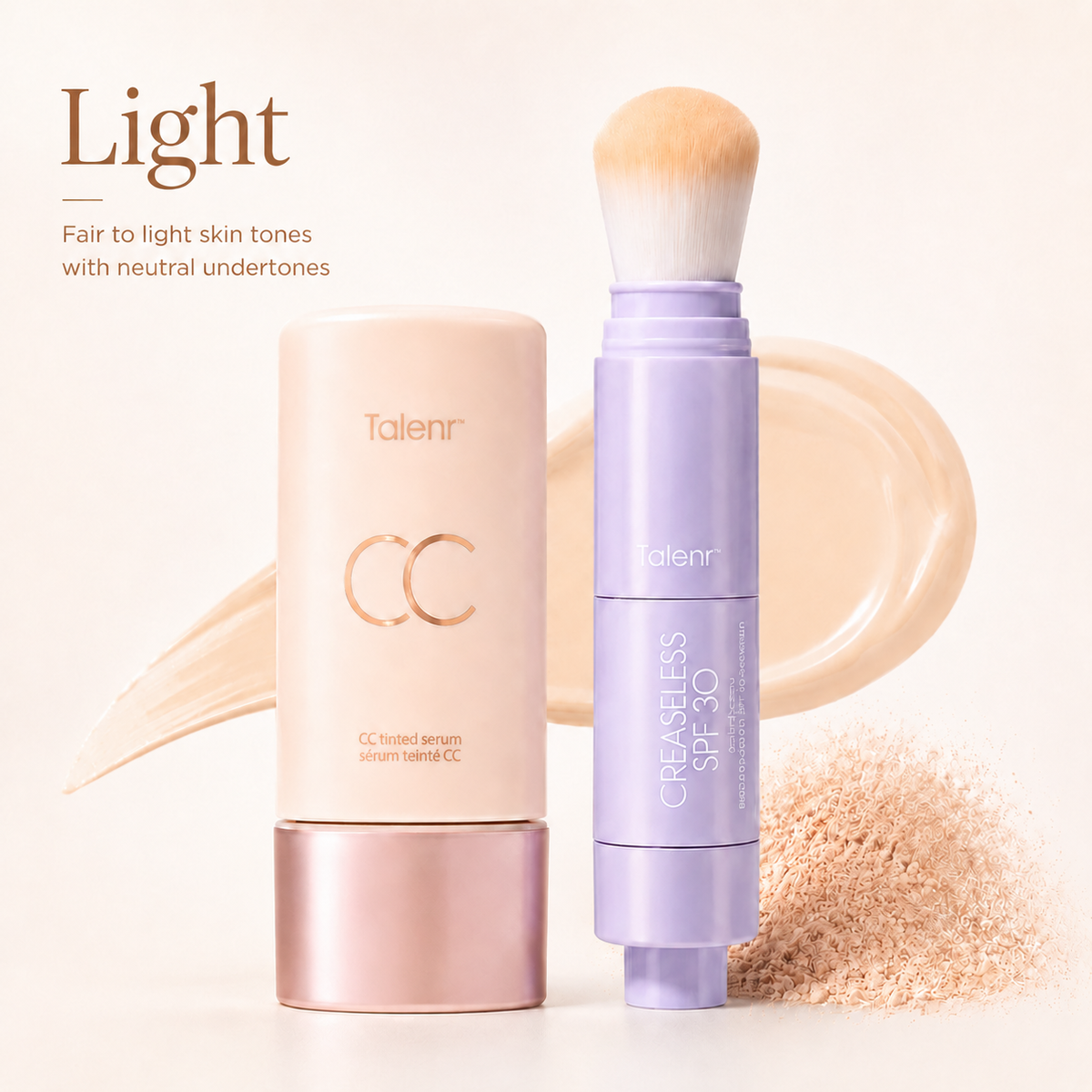 ✨Talenr CC Perfecting Set CC color-correcting tinted serum+ creaseless SPF 30 mineral setting powder