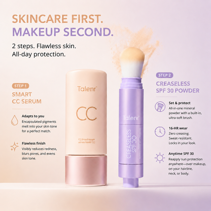 ✨Talenr CC Perfecting Set CC color-correcting tinted serum+ creaseless SPF 30 mineral setting powder