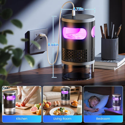 Indoor Insect Trap with Light and Suction Non Zapper Flying Bug Catcher for Mosquitoes Fruit Flies Gnats and Moths