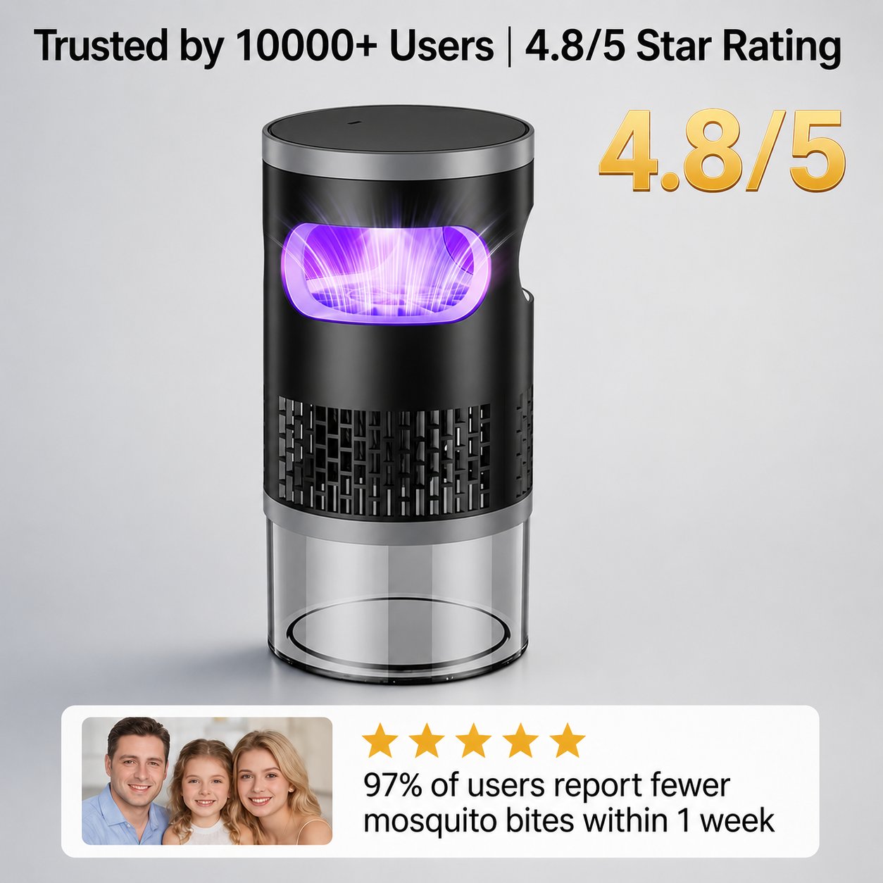 Indoor Insect Trap with Light and Suction Non Zapper Flying Bug Catcher for Mosquitoes Fruit Flies Gnats and Moths